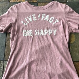 Kids Pink 'Live Fast Die Happy' Short Sleeve Graphic Tee
